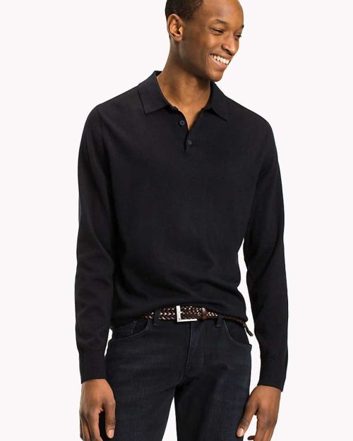 Long Sleeve Knit Polo