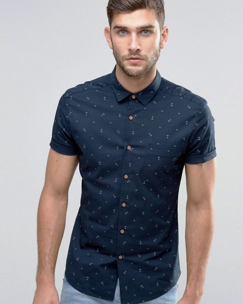 Navy Ditsy Print Shirt