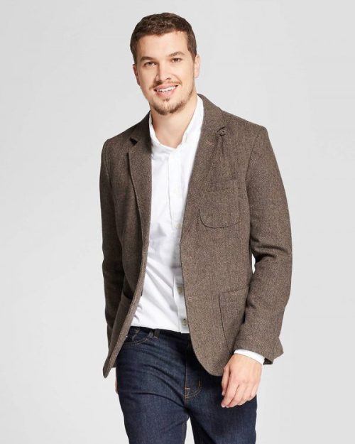 Herringbone Blazer Brown